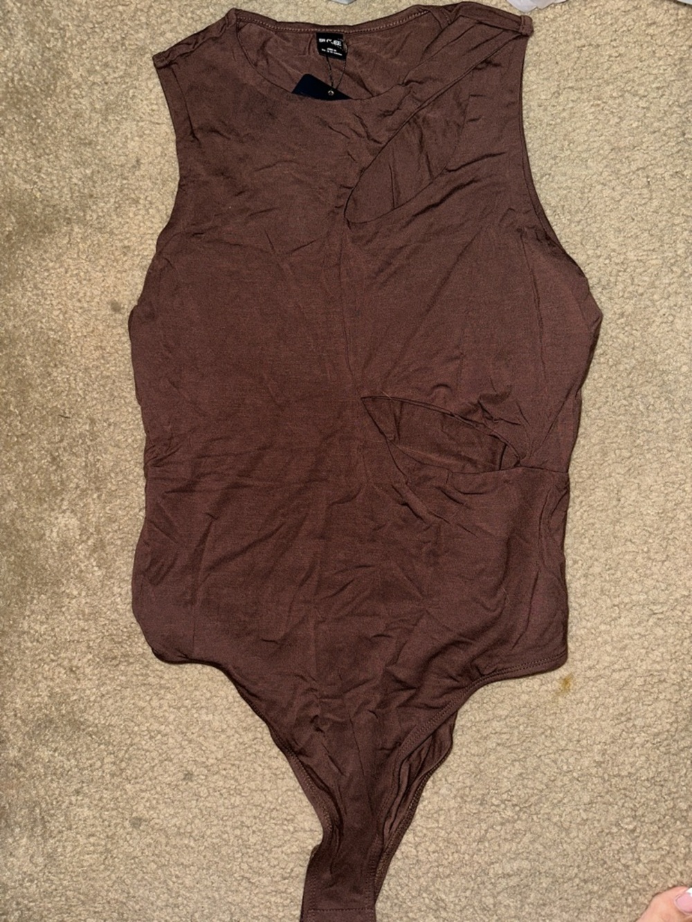 Sleeveless Brown Knit Bodysuit